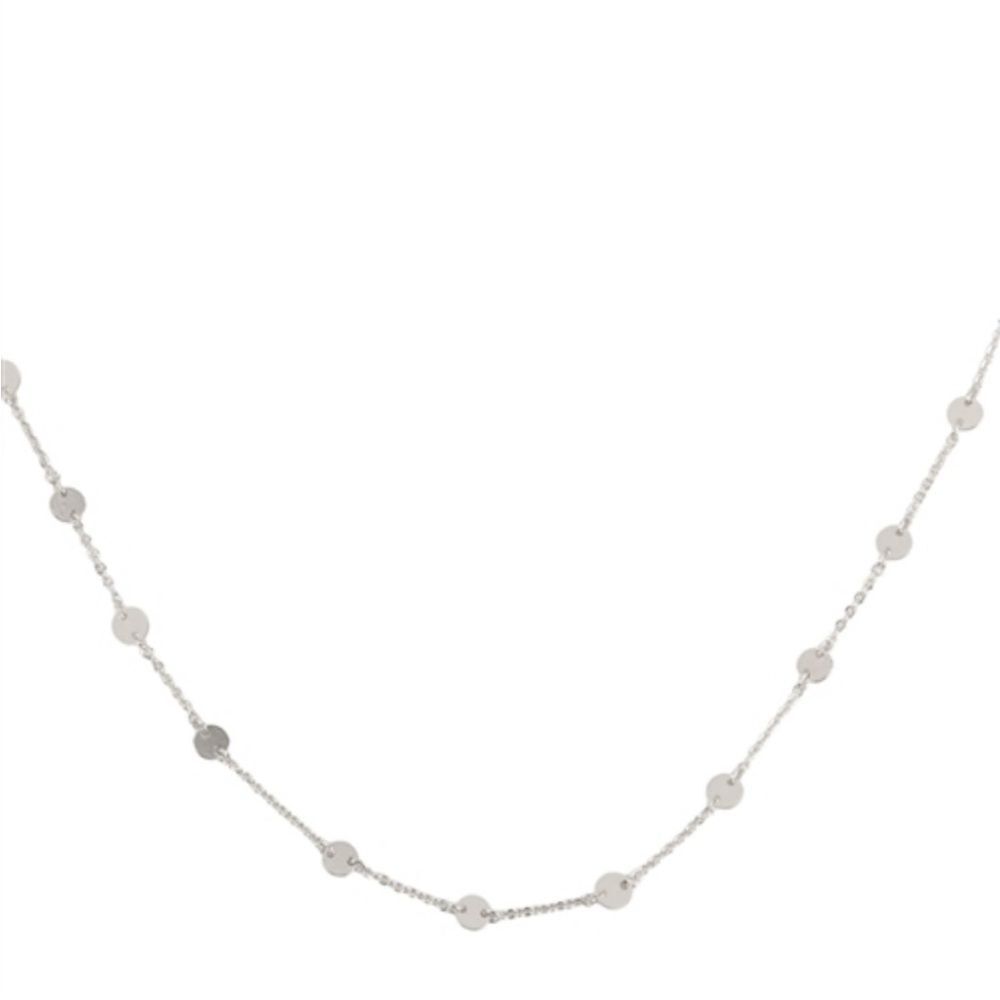 White Gold Dipped Disc Necklace
